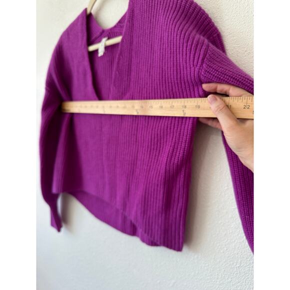 A.L.C. Violet Deep V-Neck Long Sleeve Boxy Crop Sweater XS - Picture 13 of 14